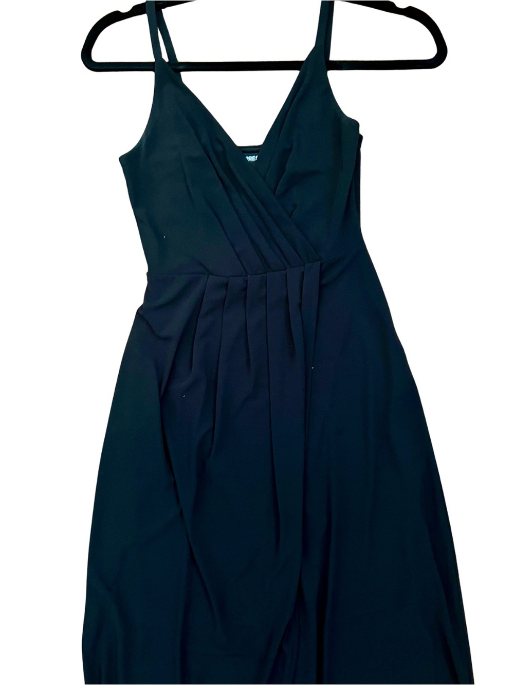 Express Black Draped Front Slit Maxi Dress – Size 00